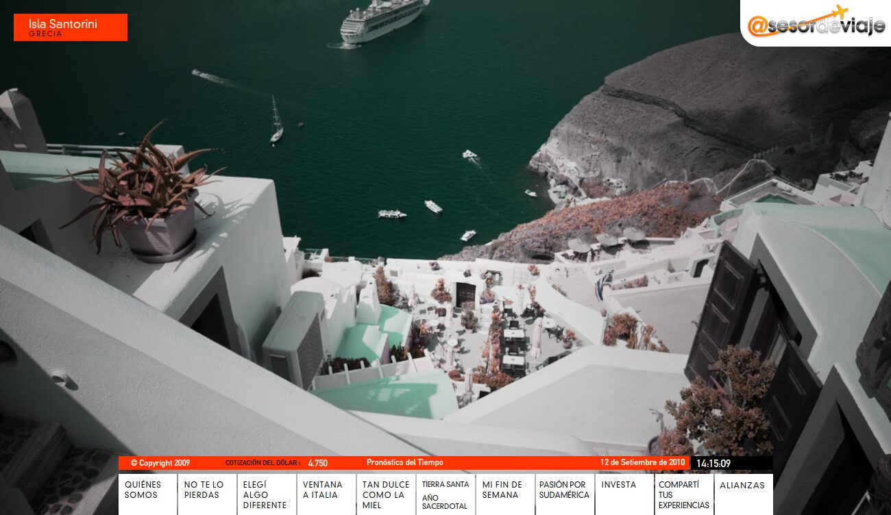 Homepage of the Asesor de Viaje website