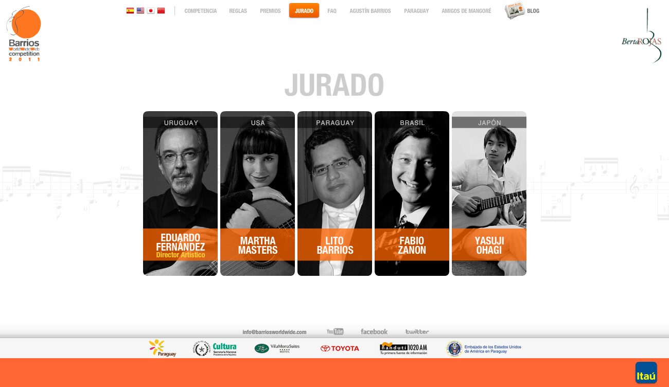 The jury: Uruguay, United States, Paraguay, Brazil and Japan — Barrios WorldWideWeb Competition 2011