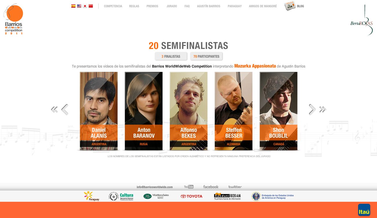 20 semi-finalists playing the Mazurka Appasionata — Barrios WorldWideWeb Competition 2011