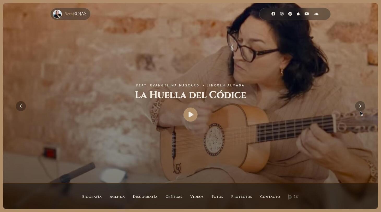 Home: second slide, 'La Huella del Códice' feat. Evangelina Mascardi and Lincoln Almada — Berta Rojas