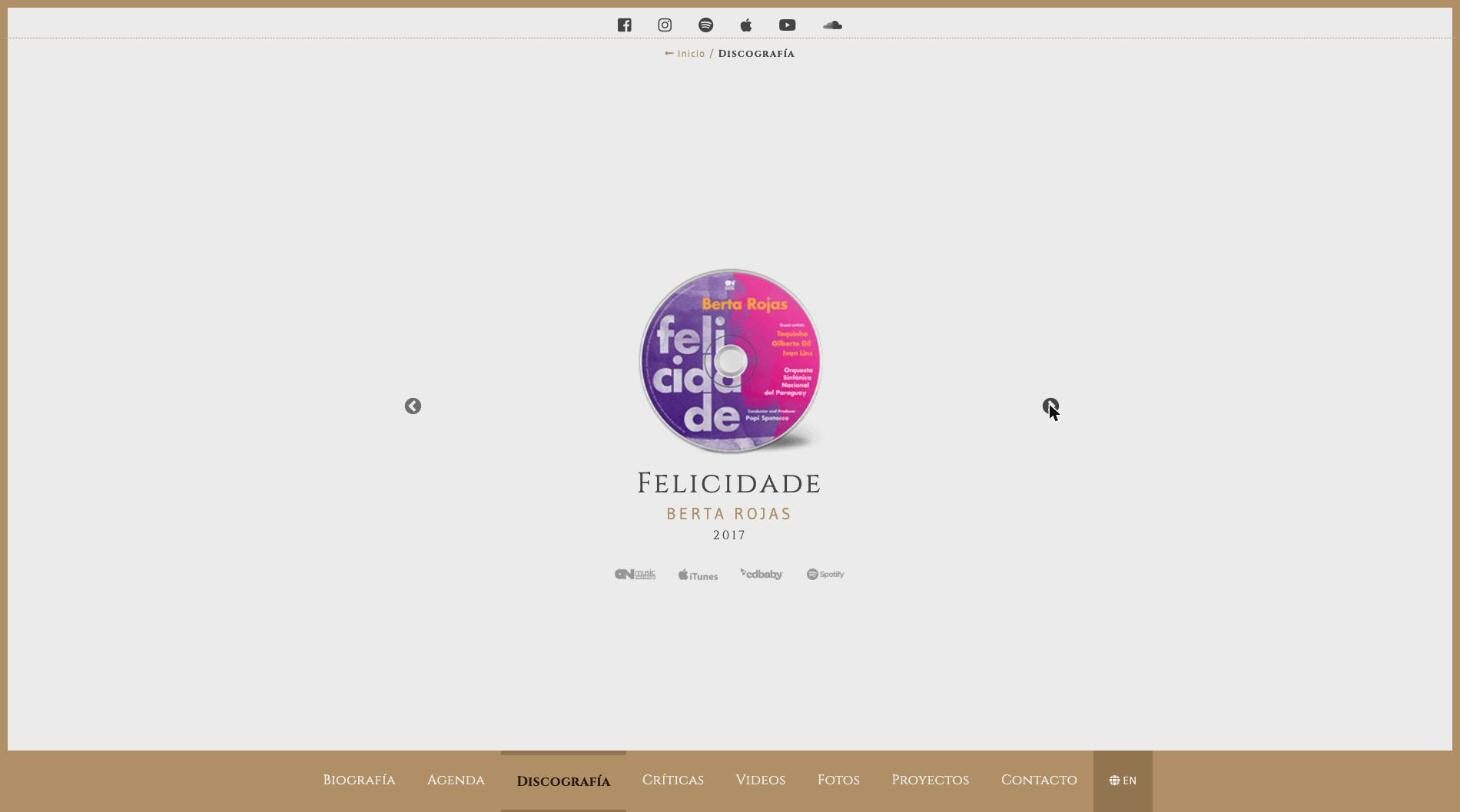 Discography: 'Felicidade' (2017), with the National Symphony Orchestra of Paraguay — Berta Rojas
