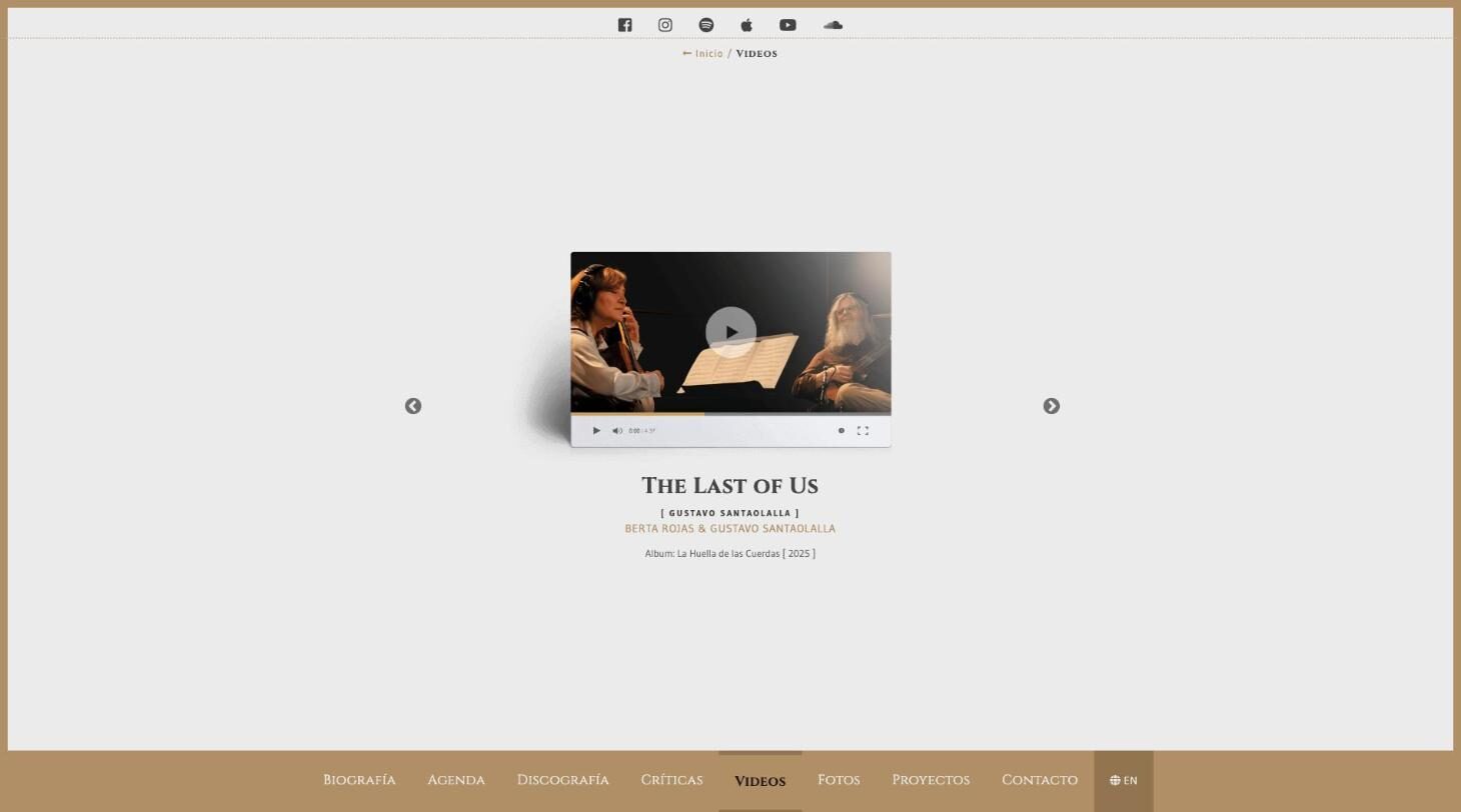Videos: embedded player with the video discography — Berta Rojas
