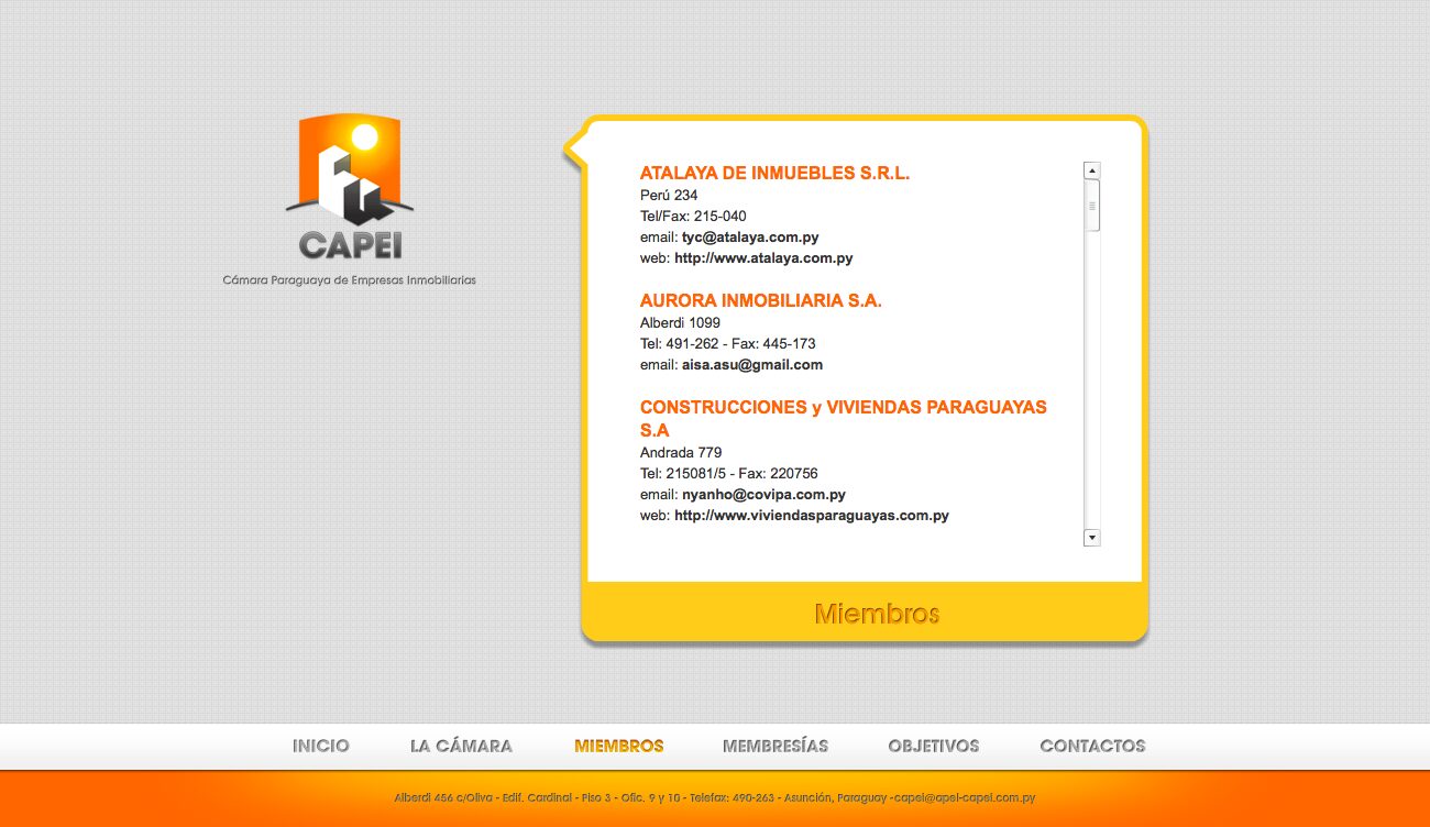 Homepage of the CAPEI website
