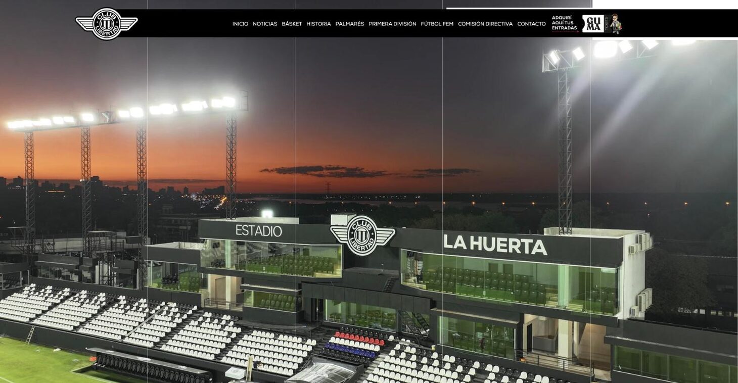 Homepage of the Club Libertad website