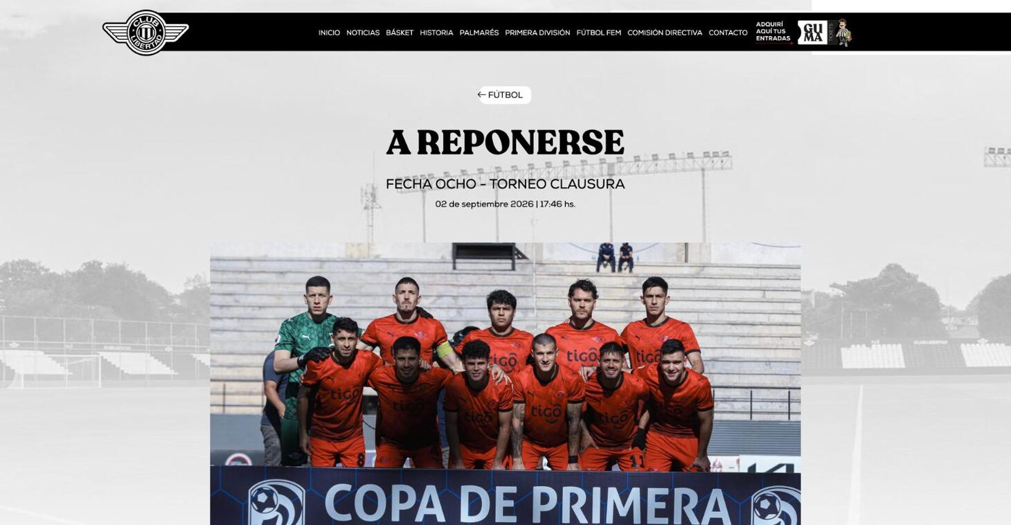 Story: headline, standfirst, date and full-bleed photo — Club Libertad