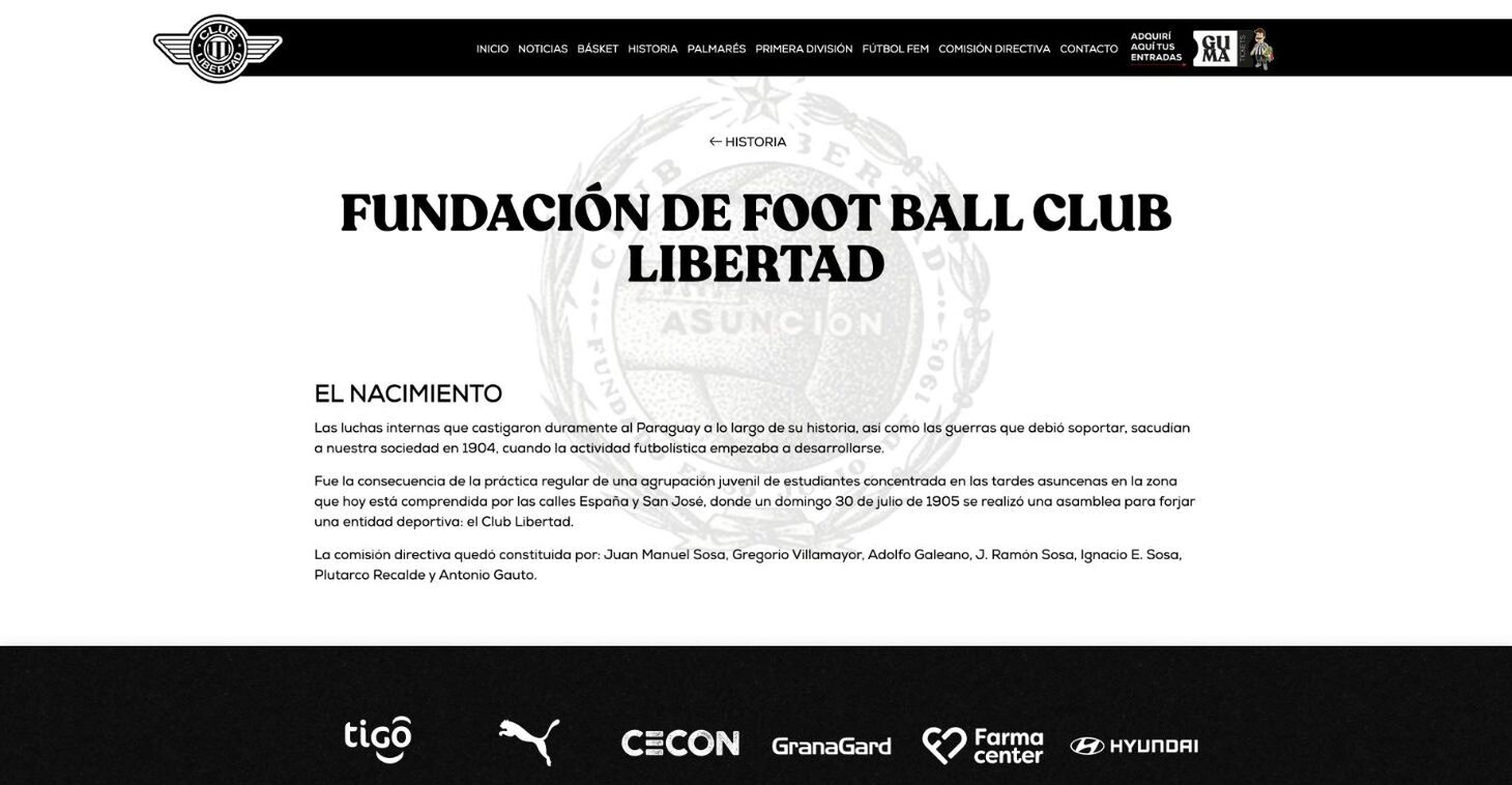 Chapter: the founding of Foot Ball Club Libertad (1905) — Club Libertad
