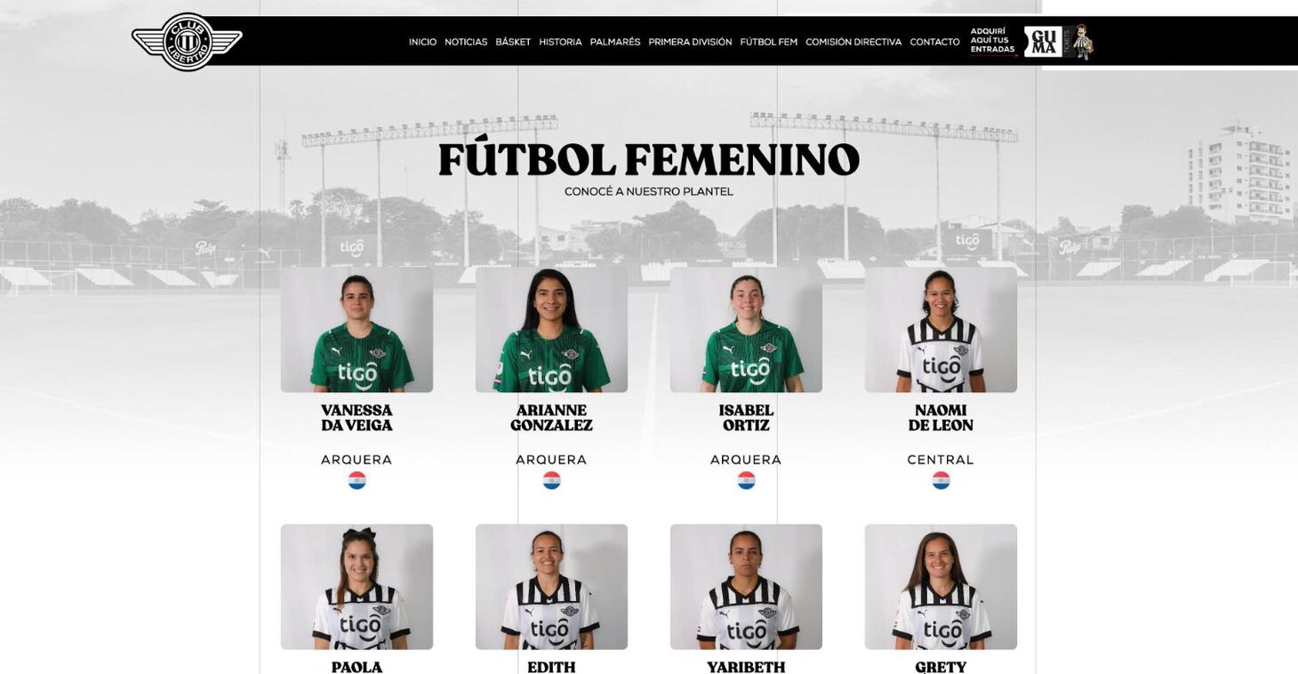 Women's Football: squad with the same visual treatment — Club Libertad