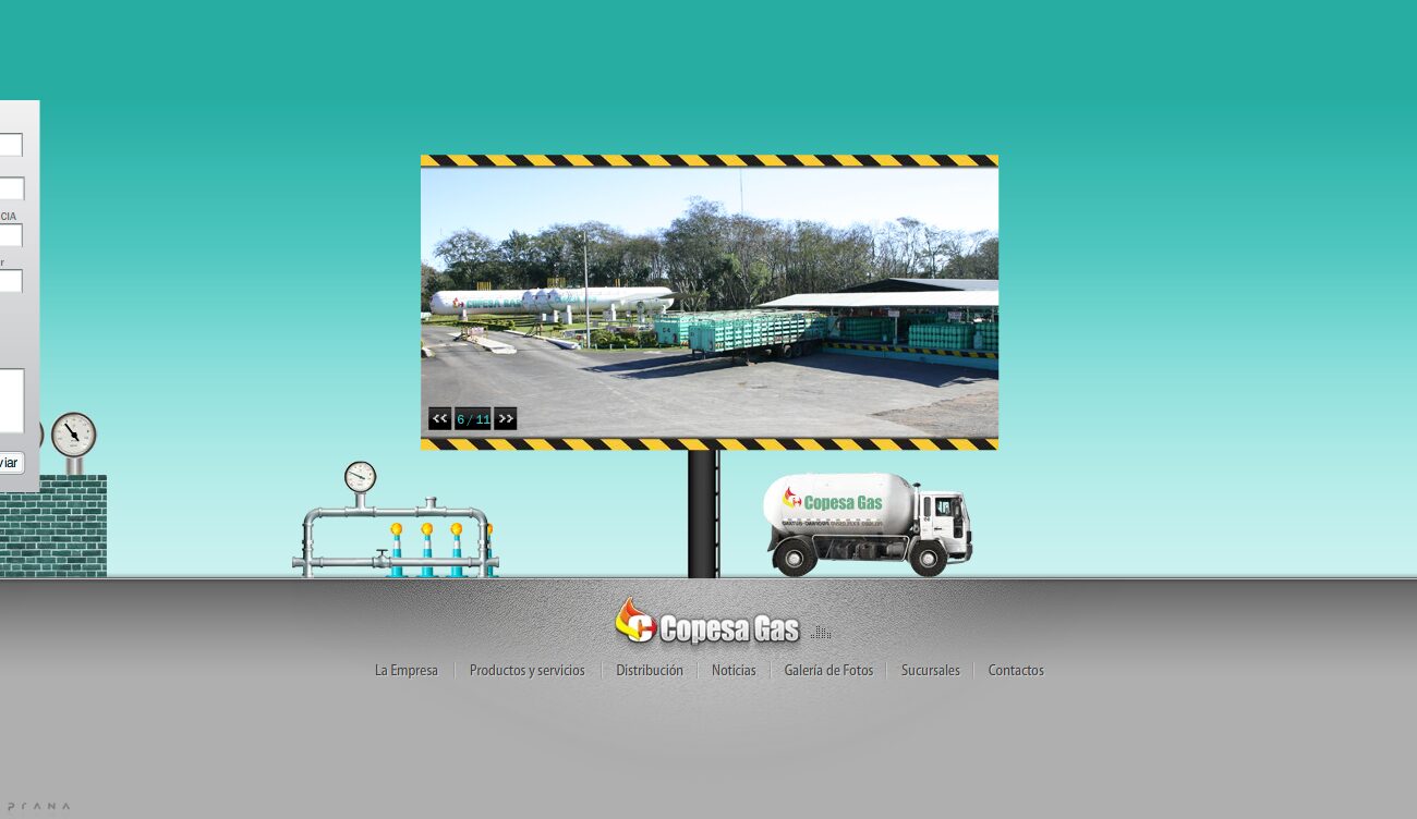 The gallery of installations inside a site board, with a 6/11 counter — Copesa Gas