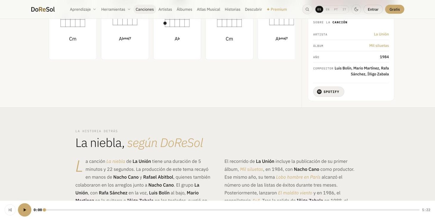 Song: chord diagrams, track details and 'the story behind it, according to DoReSol' — DoReSol