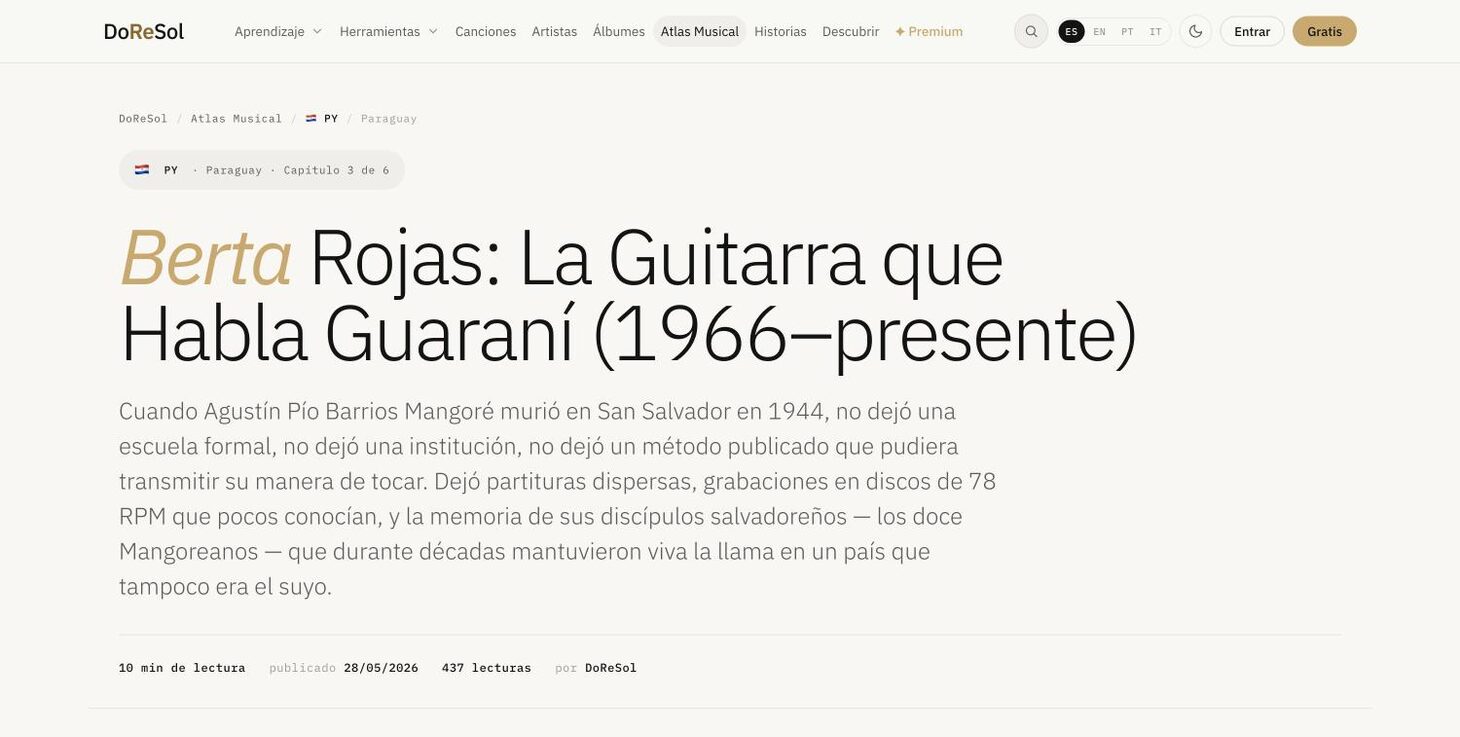Musical Atlas · Paraguay ch. 3: 'Berta Rojas: the guitar that speaks Guaraní' — DoReSol