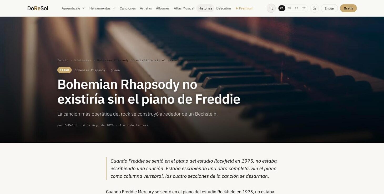 Stories: 'Bohemian Rhapsody would not exist without Freddie's piano' — DoReSol