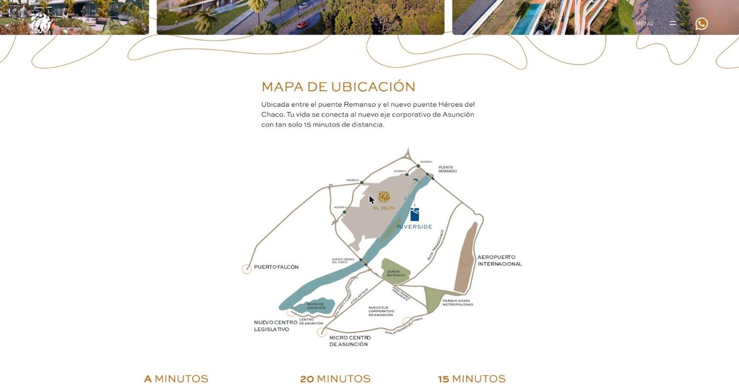 Riverside: map with the project marked inside the estate — El Delta