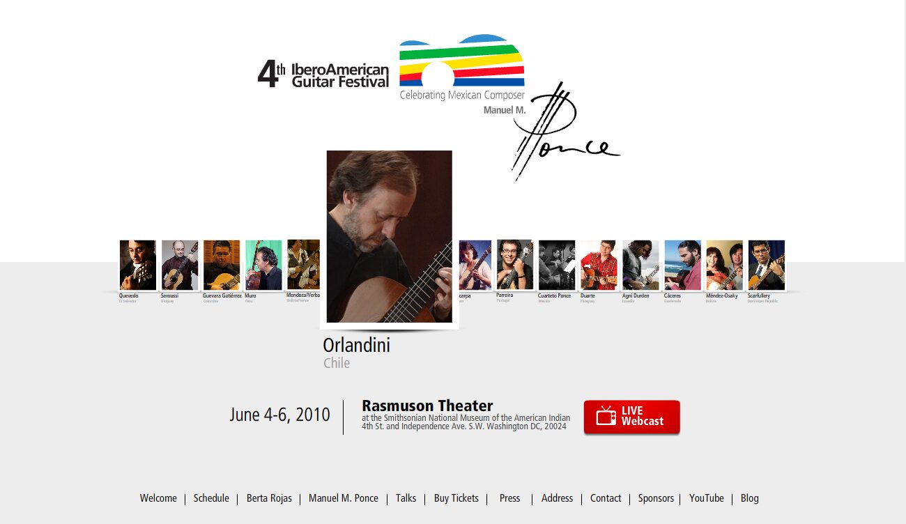 Homepage of the 4º Festival Iberoamericano de Guitarra website