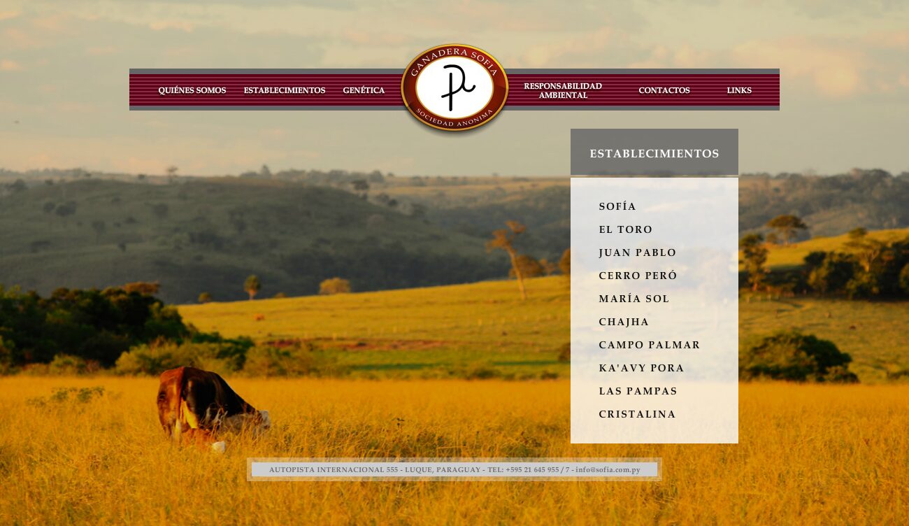Ranches: the ten properties, each with its own name — Ganadera Sofía