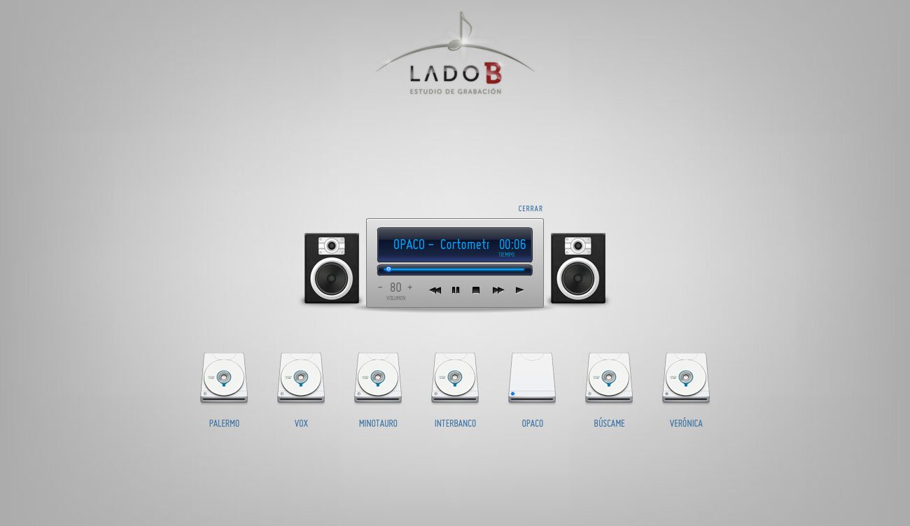 The portfolio: seven pieces of work and a drawn stereo that plays them — Lado B