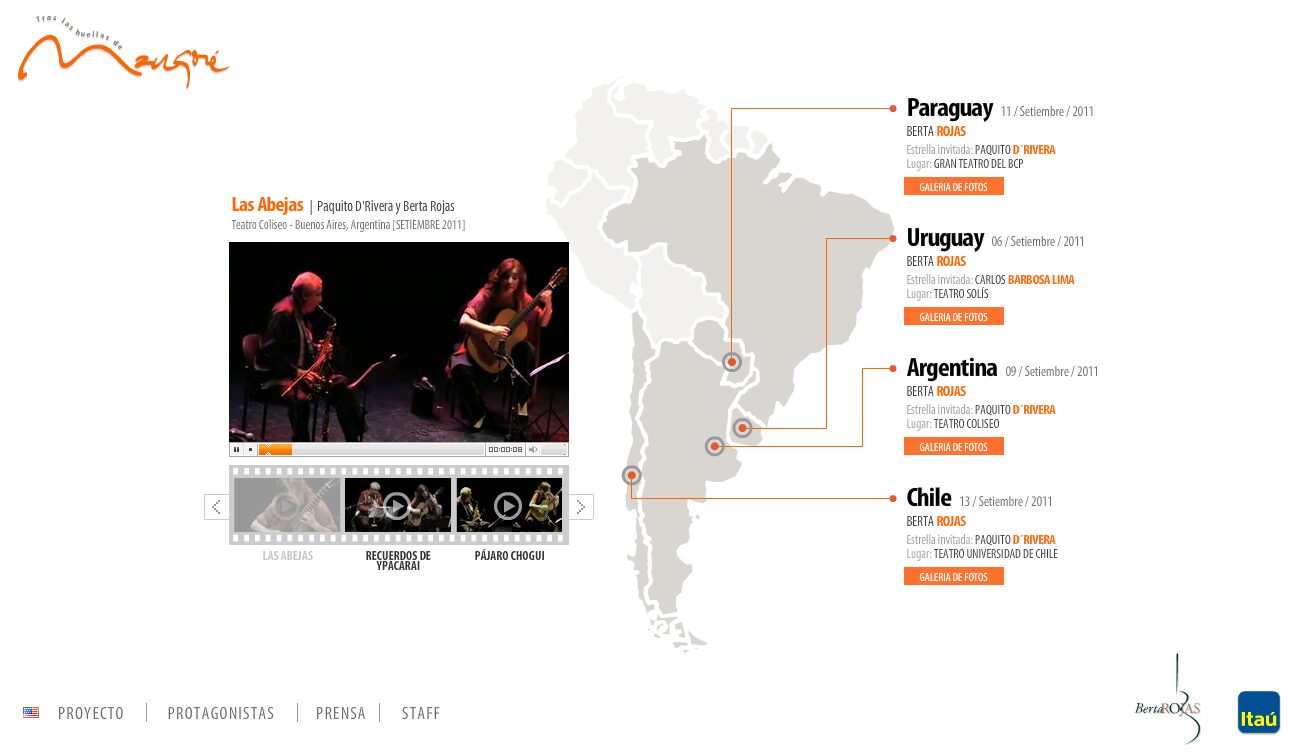Homepage of the Tras las Huellas de Mangoré website