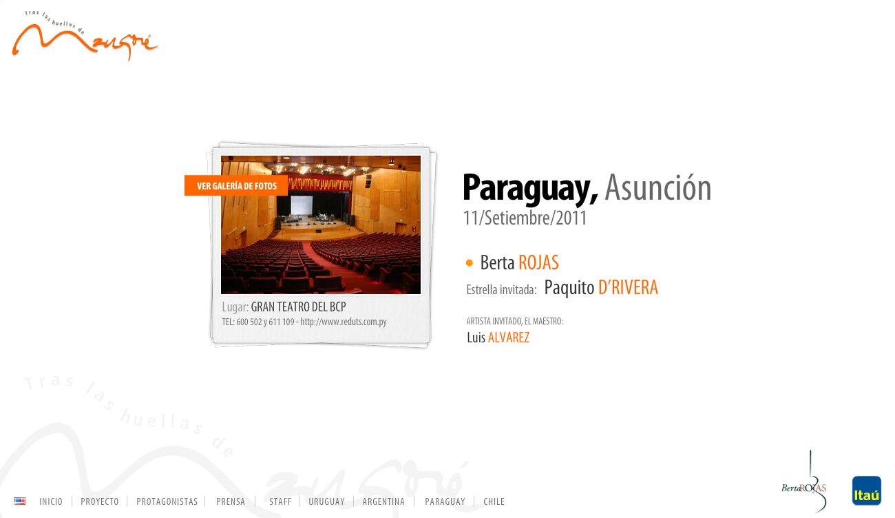 Paraguay: Gran Teatro del BCP, 11 September, with Paquito D'Rivera — Tras las Huellas de Mangoré