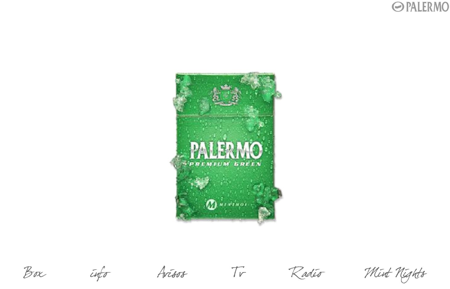 Homepage of the Palermo Menthol website