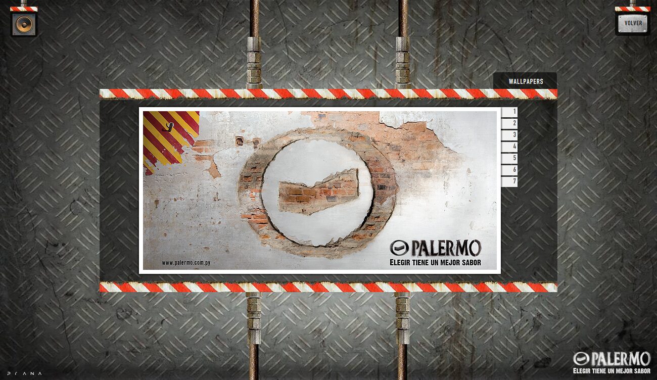 Wallpaper: the logo carved into the peeling render — Palermo